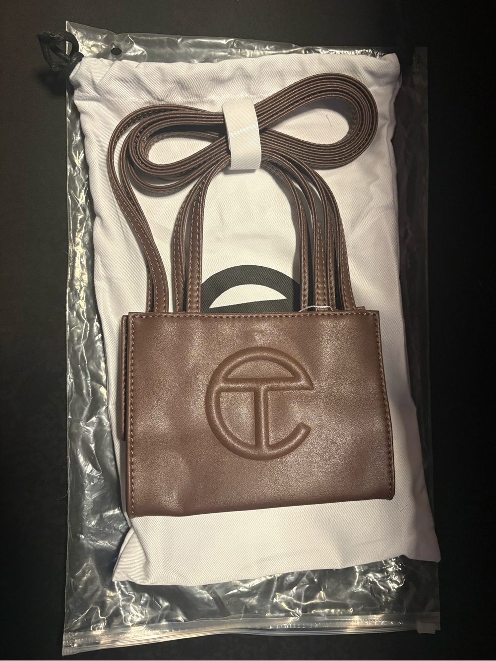 Telfar Brown Embossed Logo Crossbody Bag - Women